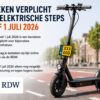 Kentekenplicht voor elektrische steps vanaf 1 juli 2026
