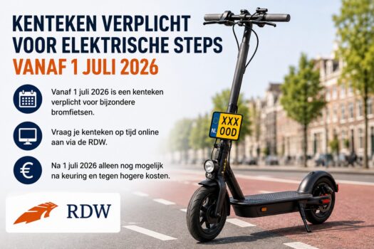 Kentekenplicht voor elektrische steps vanaf 1 juli 2026